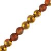 8mm Round Faceted Half-Gold Red Agate (16