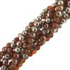 8mm Round Faceted Half-Silver Red Agate (16