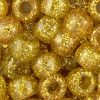 Pony Beads, 9x6mm, Transparent Glitter Gold (650 Pieces) 
