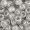 Pony Beads, 9x6mm, Transparent Glitter Silver (650 Pieces) 