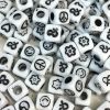 6.5mm Cube Symbol Beads, White (500 Pieces) 