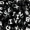 Assorted Letter Beads, 10mm Round, Black with White Letters (500 Pieces) 