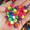Assorted Letter Beads, 10mm Round, Neon Multi-Color with Silver Letters (500 Pieces) 