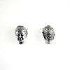 Buddha Head Beads - Antique Silver Plate - 9.5 x 13mm, 2.5mm Hole - (3 Pieces) 