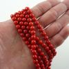 8mm Smooth Round, Red Coral Bamboo Beads (16
