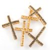 Rhinestone Cross Bar (Blk Diamond/Gold) (6 Pieces) 