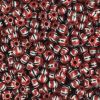 Round Seed Beads, Glass, Size 6/0, Red with Black & White Stripes, Approx. 1/2 LB (250 Grams) 