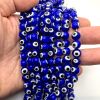 8mm Round Evil Eye Beads, Dark Blue (15