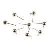 Earring Post w/ 5MM Ball & Closed Ring, Imitation Rhodium (36 Pieces) 
