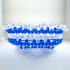 Blue and Clear Faceted Crystal Bead Woven Fruit Bowl 