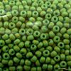 Czech Seed Beads, Striped, Size 6/0 -  Green with Yellow Stripes (Approx. 60 Grams) 
