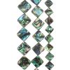 Abalone Beads,16mm Square with Diagonal Hole (16
