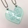 Acrylic Pendant, Green Tint, Best Friends Pull-Apart Heart (1 Pair) 