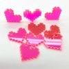 Acrylic Charm, Florescent Red, Small Pixel Heart (4 Pieces) 