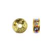 7MM Rhinestone Rondelles -Crystal-AB/Gold (24PC) 