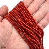 3mm Smooth Round, Red Coral Bamboo Beads (16