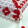 Small Red & Clear Faceted Bead Phone Pouch 