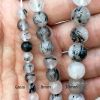 Smooth Round, Black Rutilated Quartz Beads, Choose Size (16
