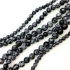 6mm Smooth Round, Snowflake Obsidian Beads (16