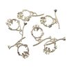 Flower Toggle Clasp, 20mm, Silver (6 Pairs) 