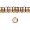 8x4mm Rondelle Wood Beads, Coated Waxed, Metallic Gold, Silver, Copper (Approx 200 Pieces) 