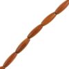 Long Wood beads, Dyed Waxed, 22x8mm, Brown (16