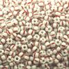 Czech Seed Beads, Striped, Size 6/0 -  White with Red Stripe (Approx. 60 Grams) 