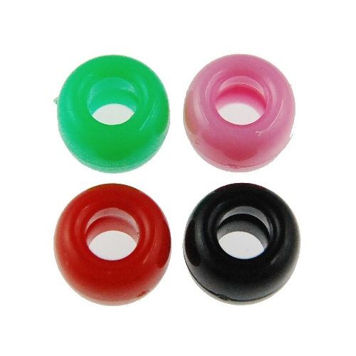 White Opaque 12mm Round Pony Beads - Red Baseball Design (48pcs)