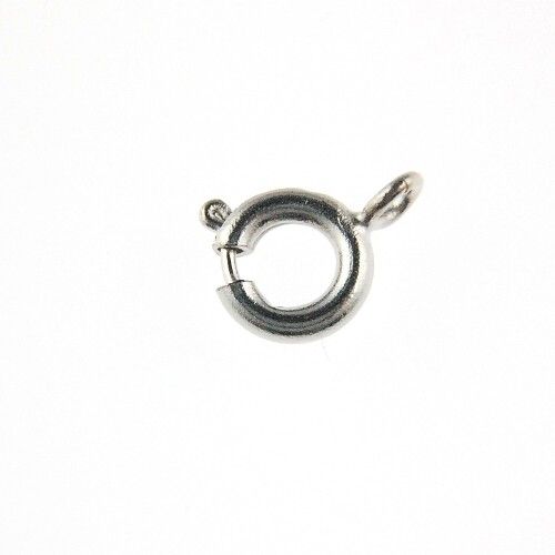 7mm Sterling Silver Spring Ring Clasp w/ Open Ring - 10 pcs.