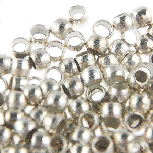 2mm Silver Crimp Beads, 100pc