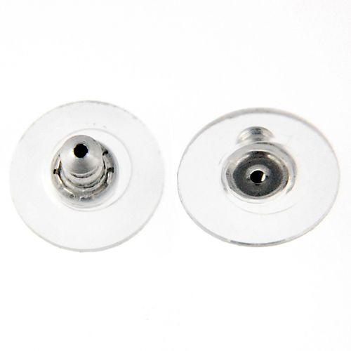 SF819 - Sterling Silver Bullet Clutch Earring Back With Plastic Disc W