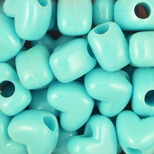 Heart Pony Beads, Opaque Lt. Turquoise (200 Pieces)