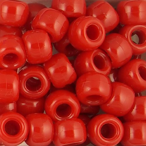 Pony Beads, 9x6mm, Opaque Red (650 Pieces)