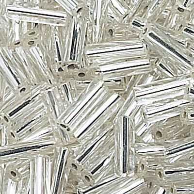 Czech Glass Bugle Beads 25mm ( 1 inch ) Shiny Gray