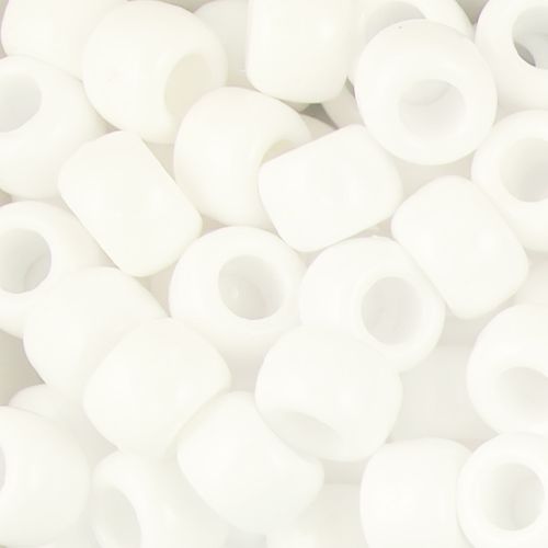 Pony Beads - Acrylic - Heart - White Pearl - 11Mm - 65 Pieces 