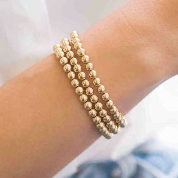 Gold-Plated Silver Beaded Bracelet 6mm