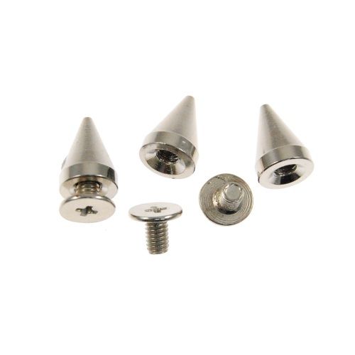 100 Sets 1cm Spikes for Clothing, Studs and Spikes for Crafts, Studs and  Spikes Jacket Studs, Silver Color Bullet Cone Spike and Stud, Metal Cone