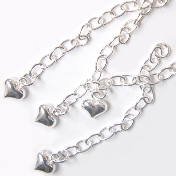 Necklace Extender Chain with Heart Charm, 2 Inches, Sterlin