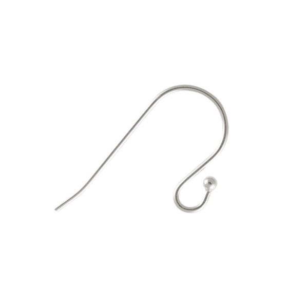 Plain Fish Hook Earwire w/ Ball - Sterling Silver (20 Pieces