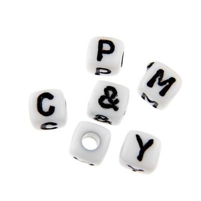C65/8 Alphabet Letter Beads 'H' Silver Metal Cube Charm 7mm Pack of 5 
