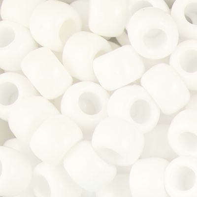 Pony Beads, Opaque, Pearl Finish, 9x6mm, 100-pc, White