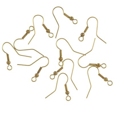 Fish Hook with Raw Brass Spring & Bead, Surgical Steel (144