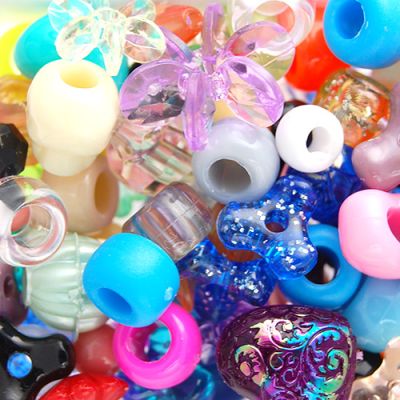 The Crafts Outlet Plastic Beads, Pony Transparent, 6x9mm, 100-pc, Aqua