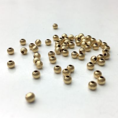 14K Gold Filled 3mm Glitter Beads, 0.8mm Hole