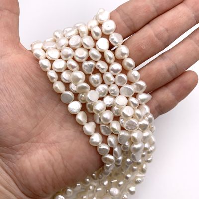 ~58 Beads ap7mm P114 16" WHITE Freshwater Pearl FWP Round Button with Rings 