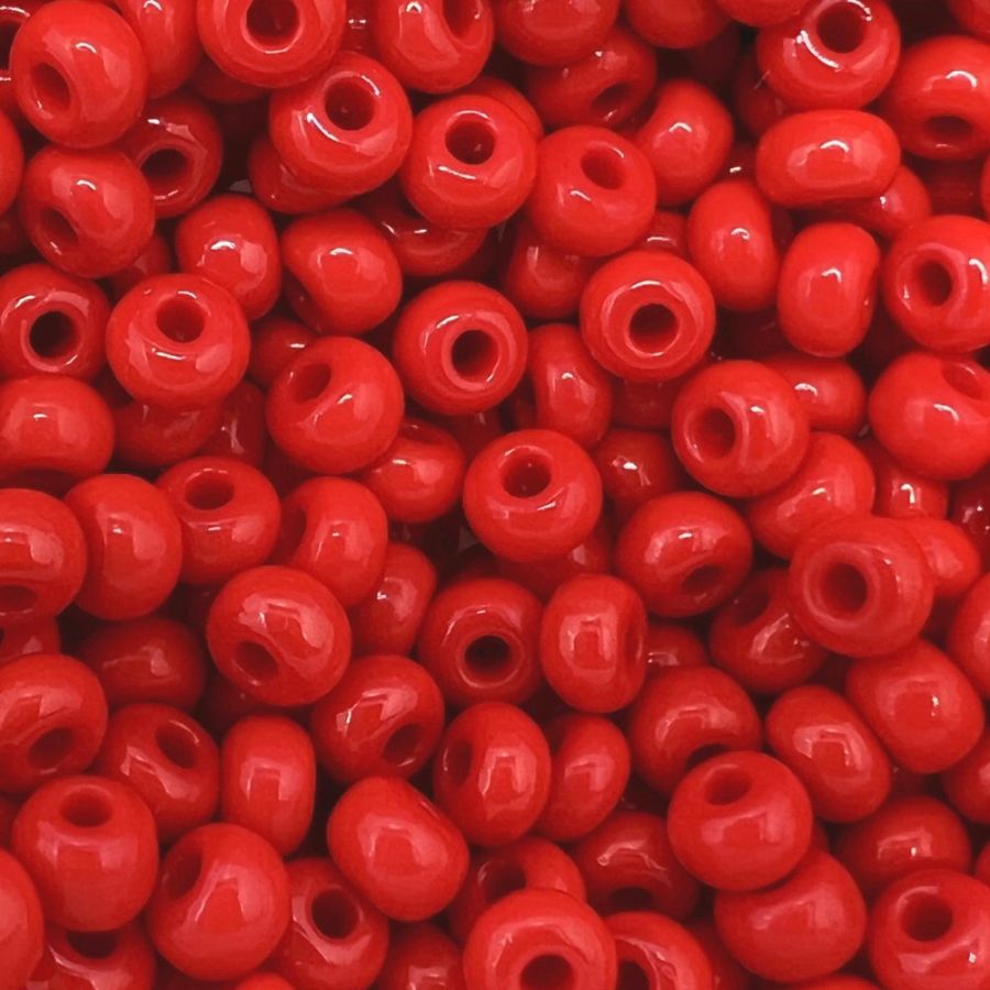 Czech Round Seed Beads, Glass - Opaque Medium Cherry Red, Choose Size