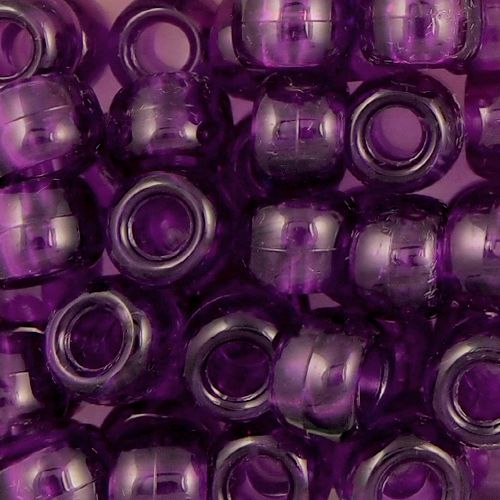 Pony Beads, 9x6mm, Transparent Dark Purple (650 Pieces)