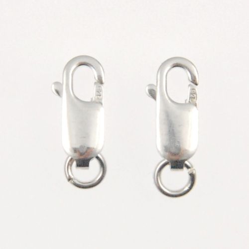 12mm Lobster Claw Clasp with Ring, Sterling Silver (10 Piece