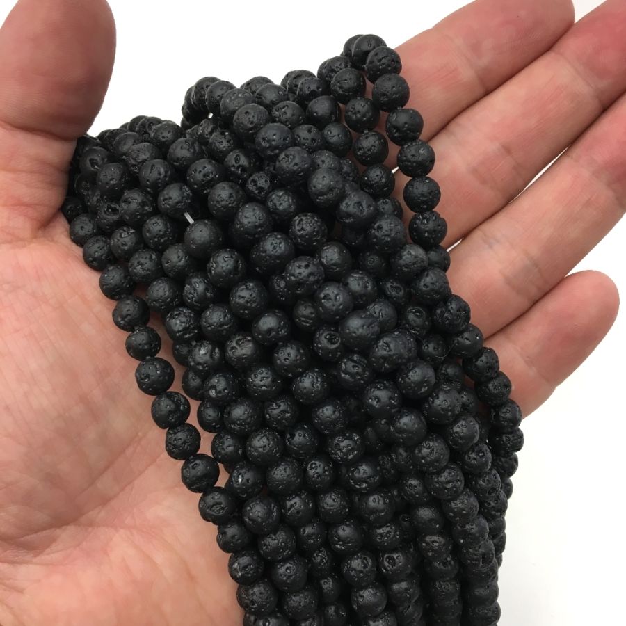 M/ Lava 8x10mm Tube Beads 15 Strand Size Varies Natural Black Volcano Lava  Beads for Jewelry Making 
