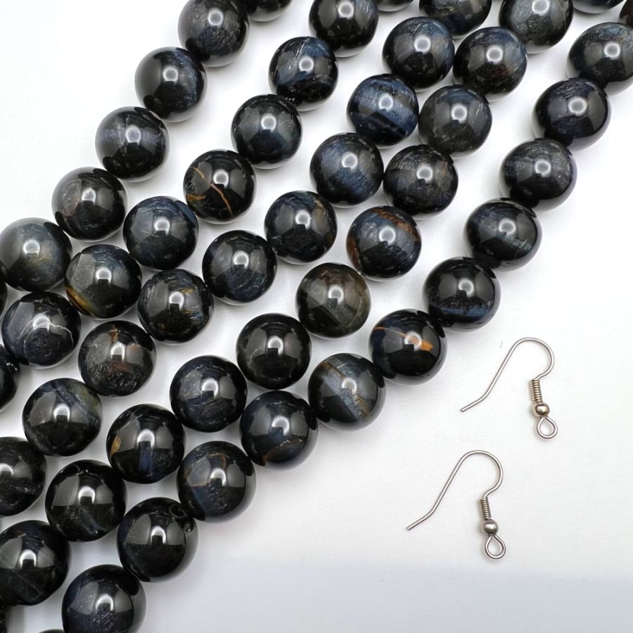 Faceted Tiger Ebony Wood Strand - 14mm Bicone